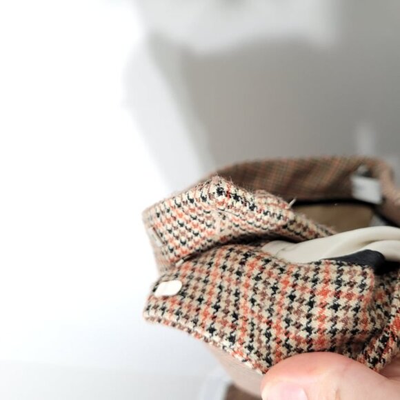 Vintage Tan & Orange Y2K Houndstooth Winter Flat 90s Front Straight Leg Pants 4 - Picture 13 of 13